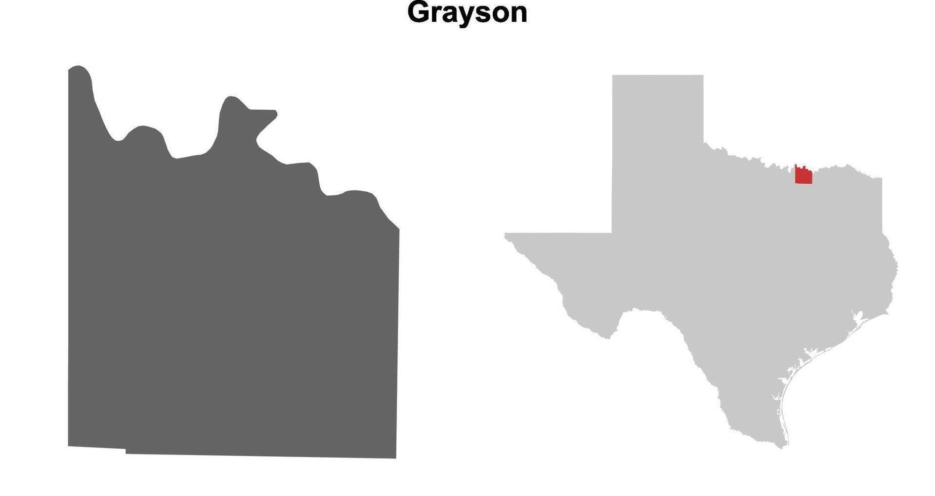 Grayson County, Texas blank outline map set vector