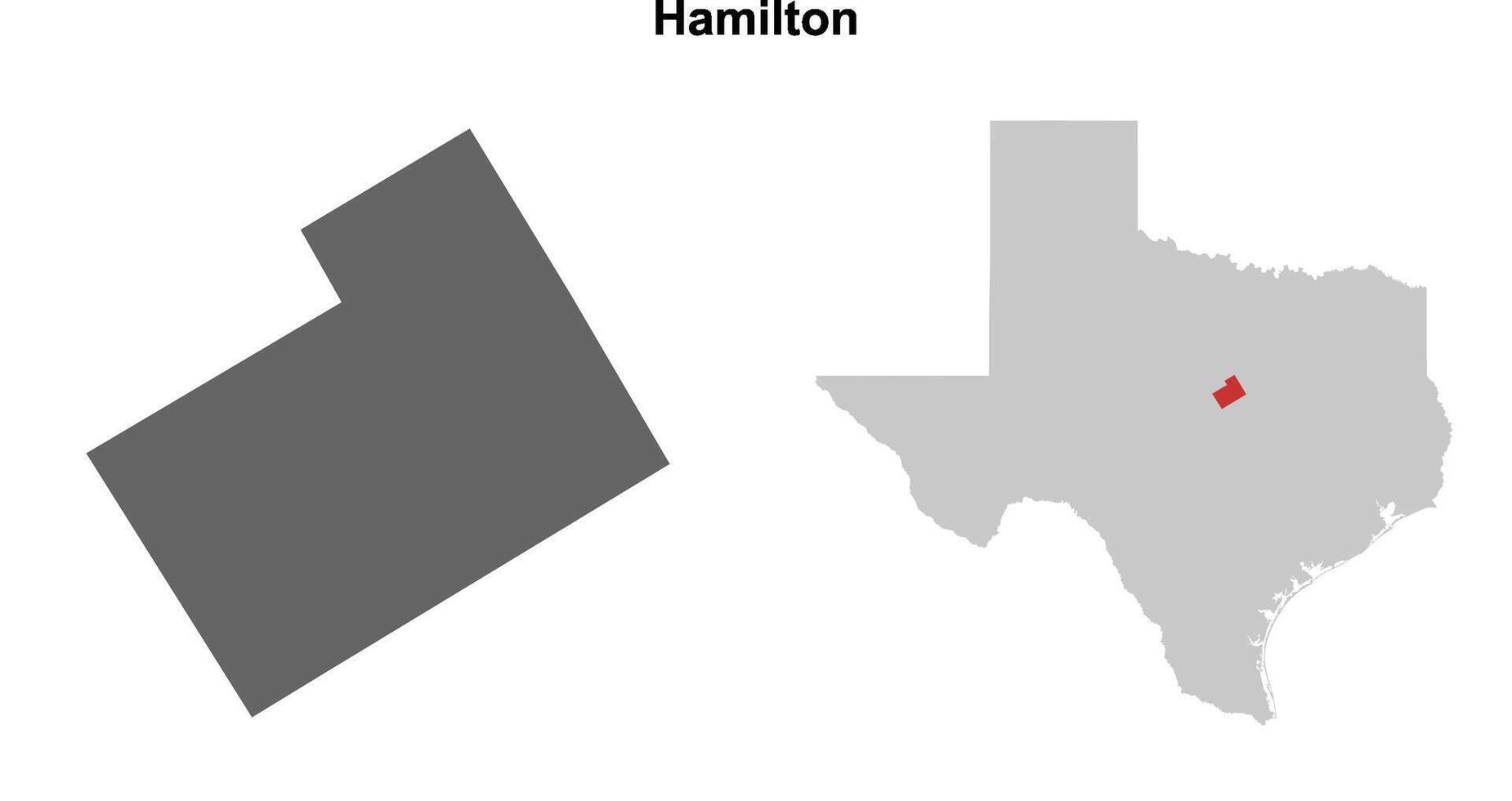 Hamilton County, Texas blank outline map set vector