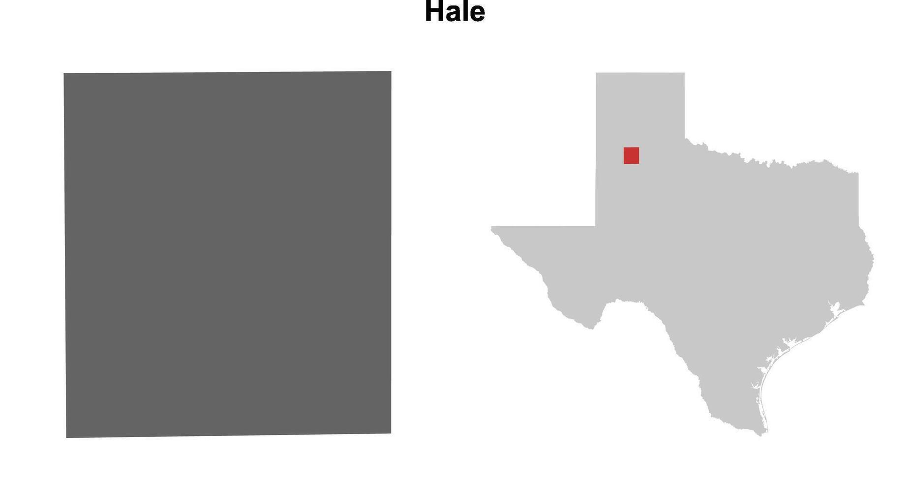 Hale County, Texas blank outline map set vector