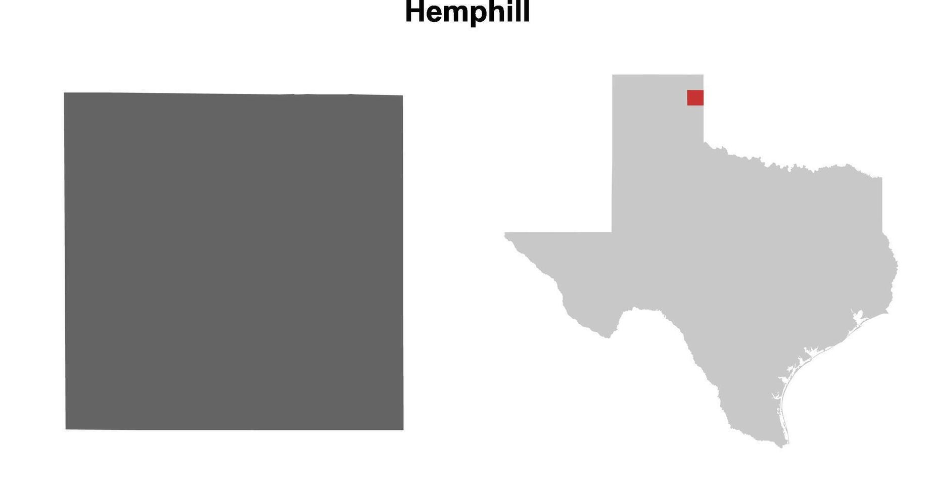Hemphill County, Texas blank outline map set vector
