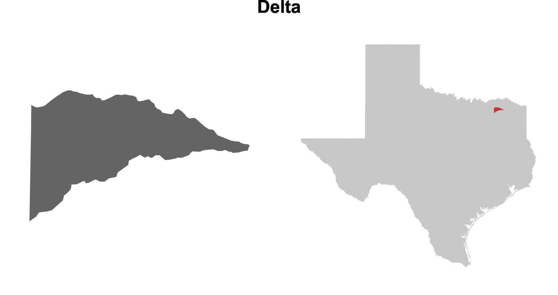 Delta County, Texas blank outline map set vector