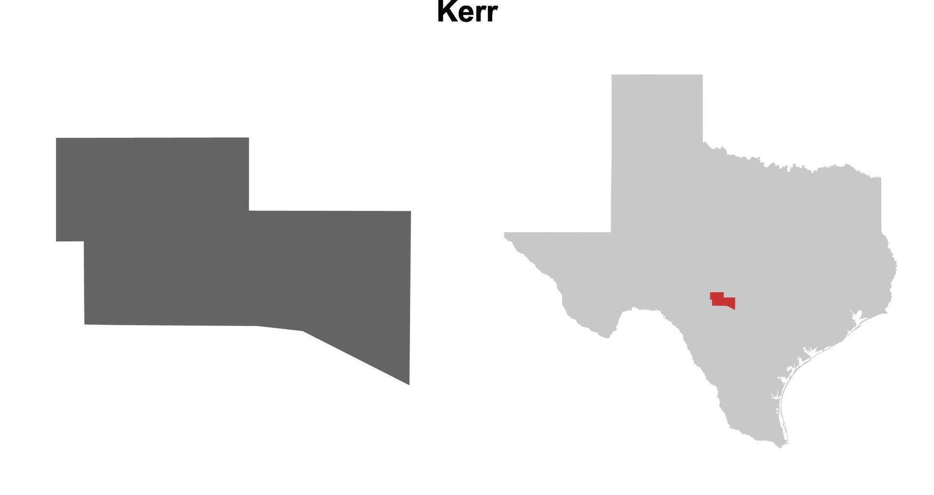 Kerr County, Texas blank outline map set vector