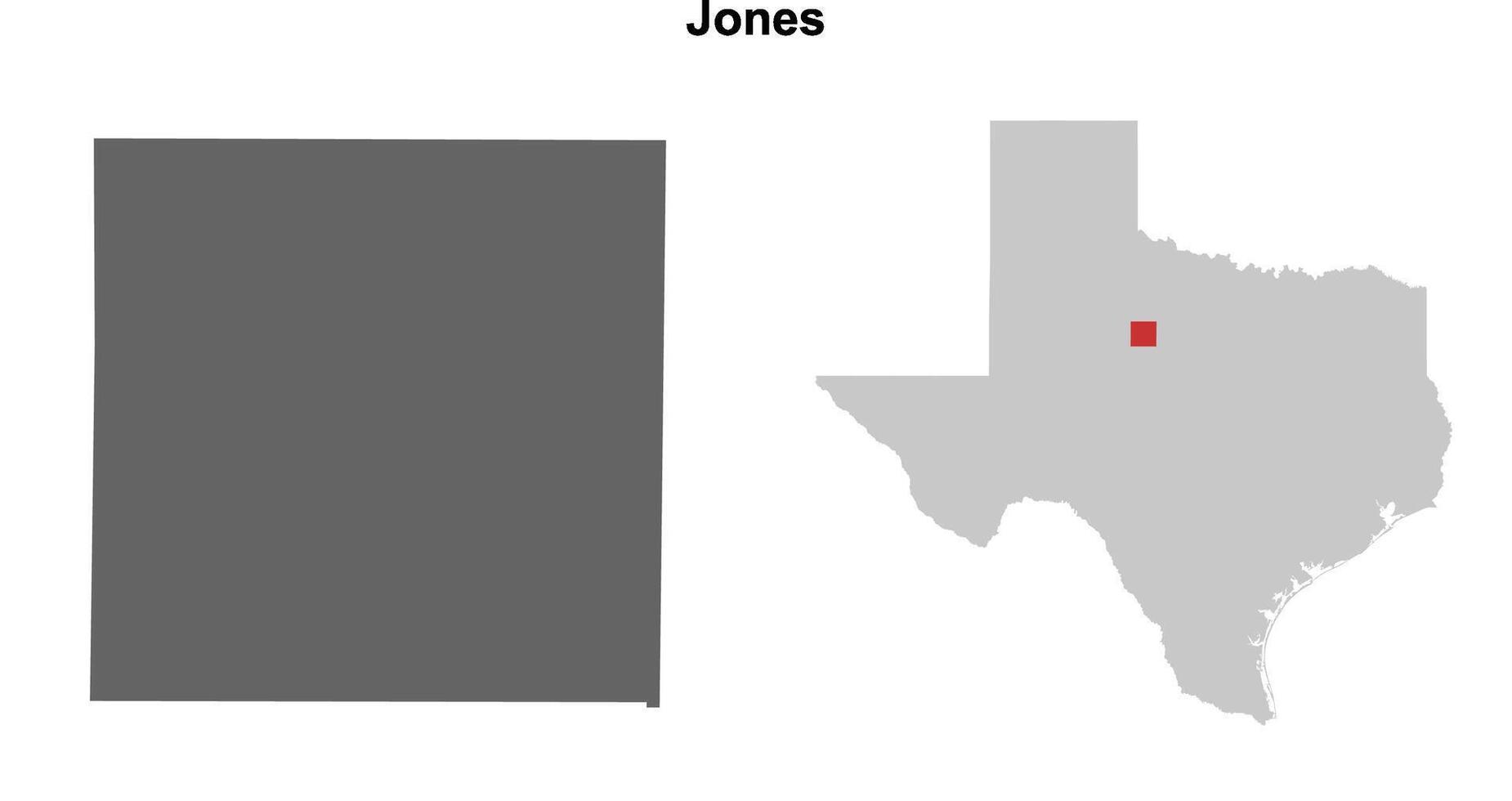 Jones County, Texas blank outline map set vector