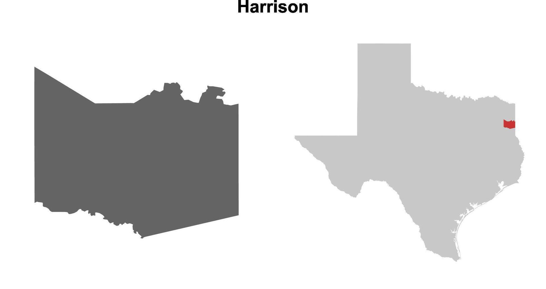 Harrison County, Texas blank outline map set vector