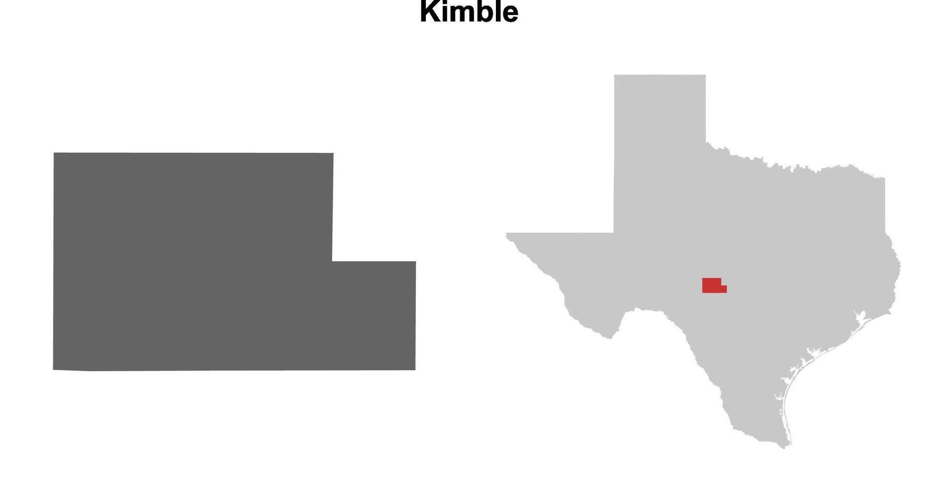 Kimble County, Texas blank outline map set vector