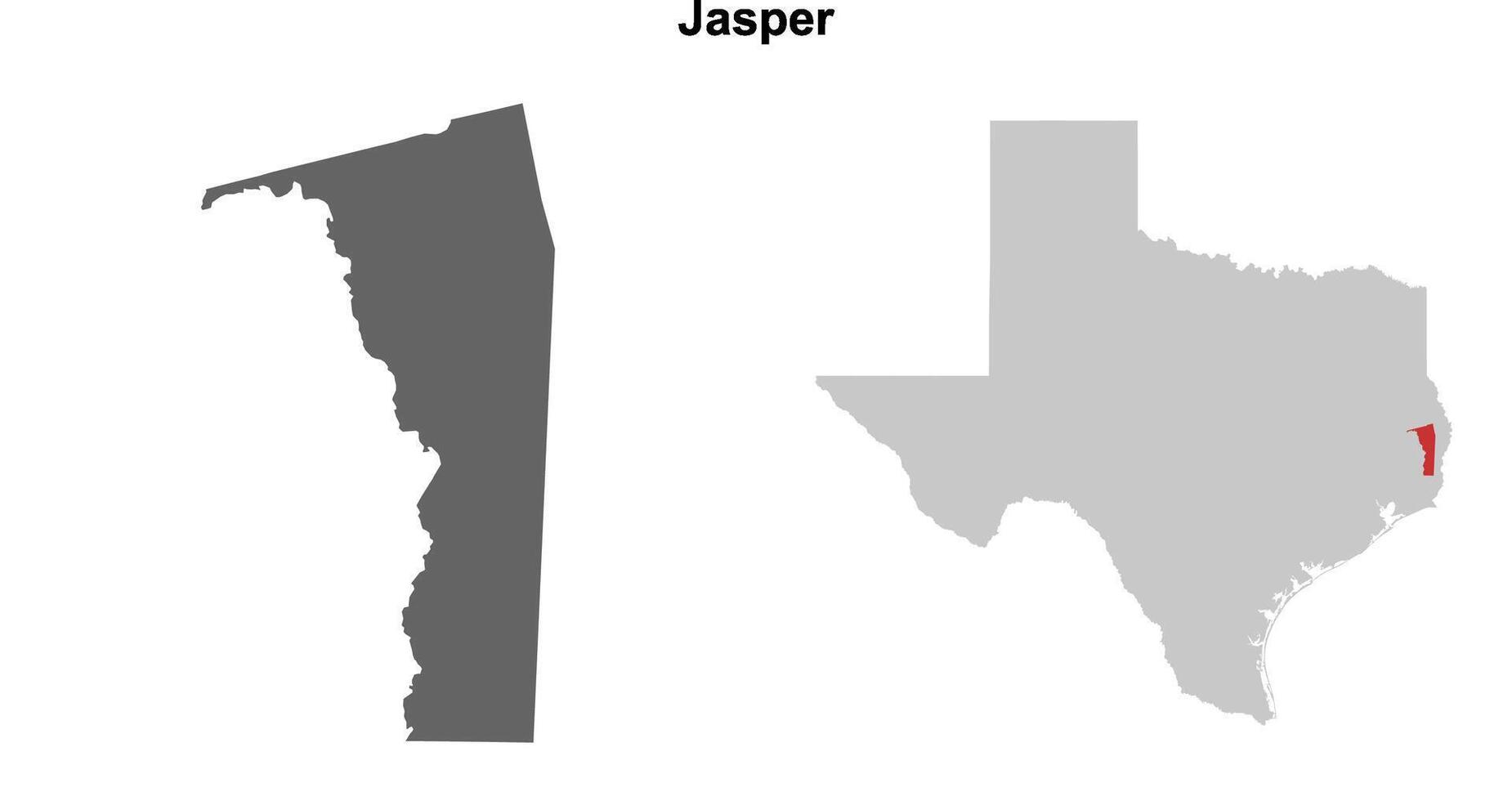 Jasper County, Texas blank outline map set vector