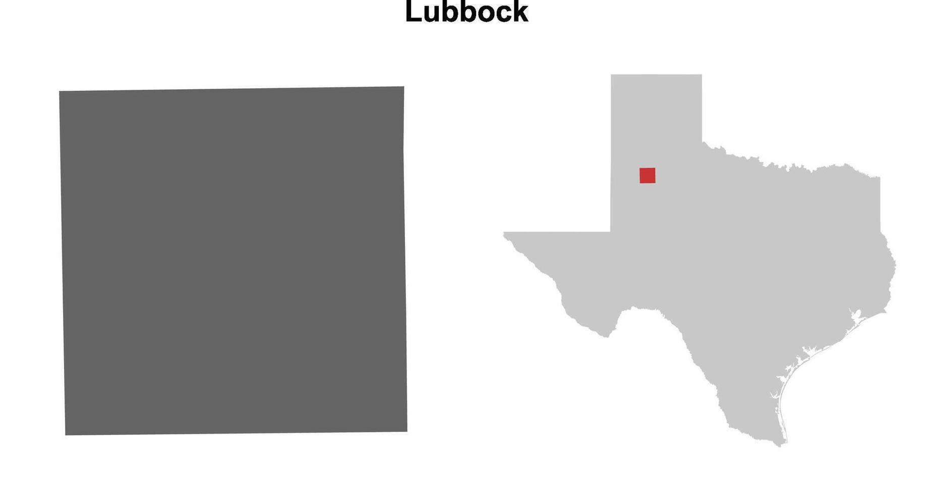 Lubbock County, Texas blank outline map set vector