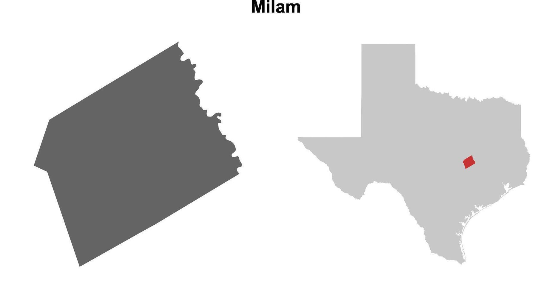 Milam County, Texas blank outline map set vector