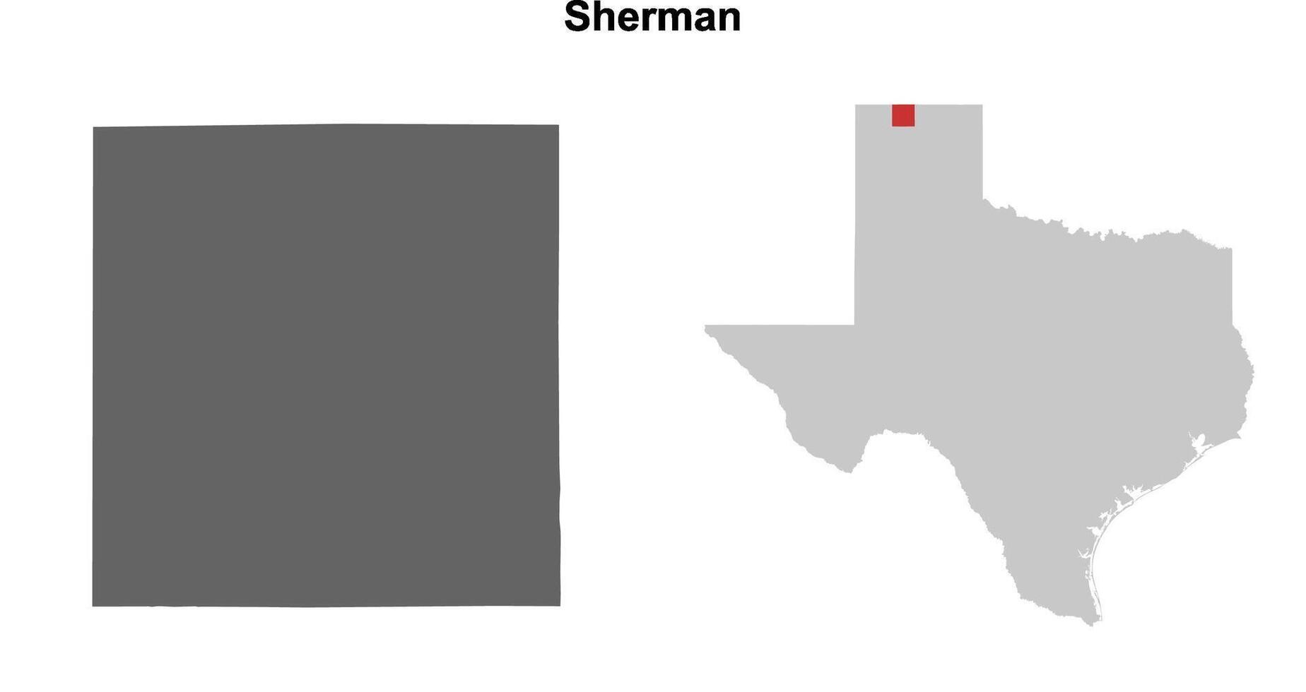 Sherman County, Texas blank outline map set vector