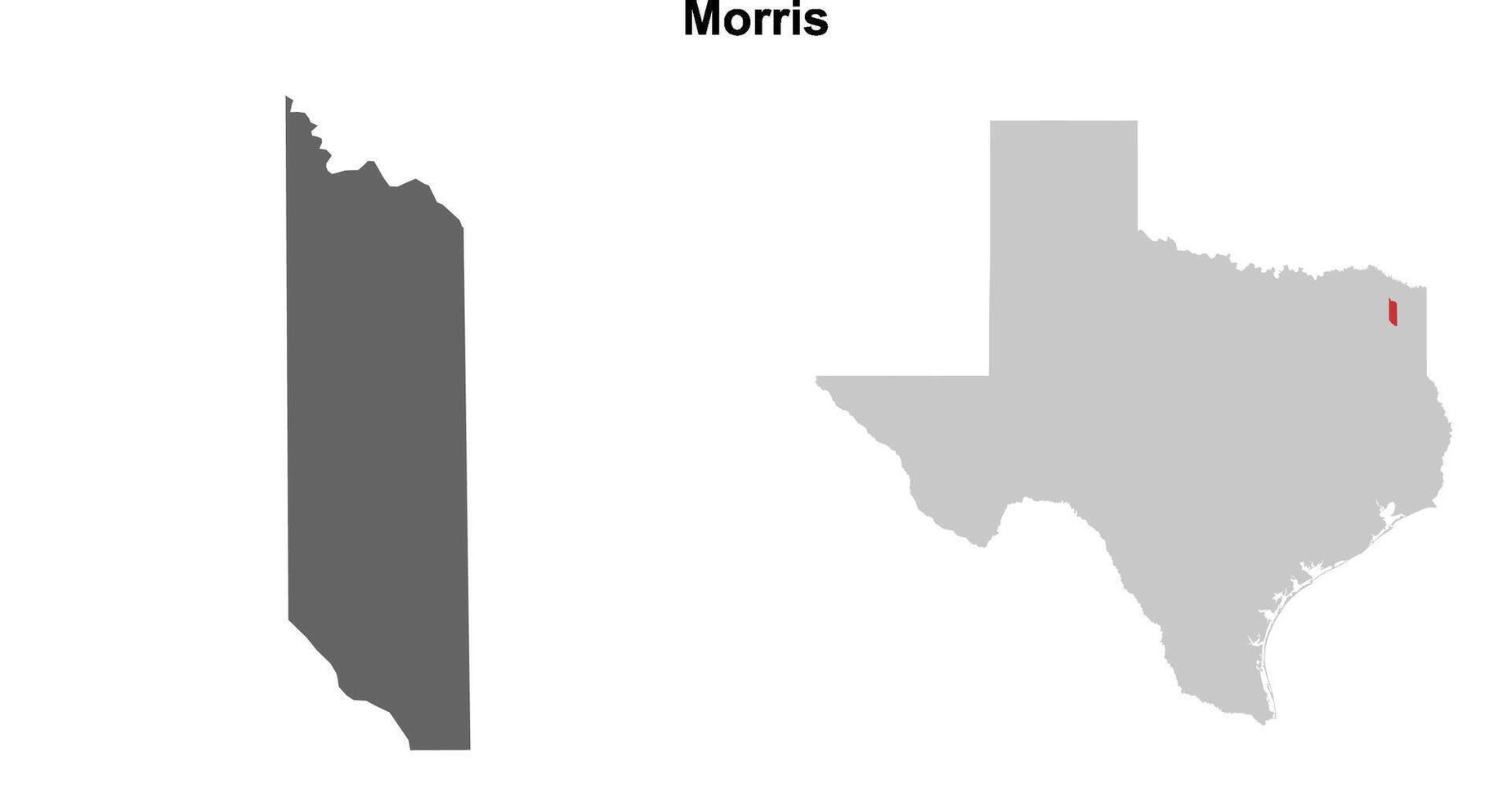 Morris County, Texas blank outline map set vector