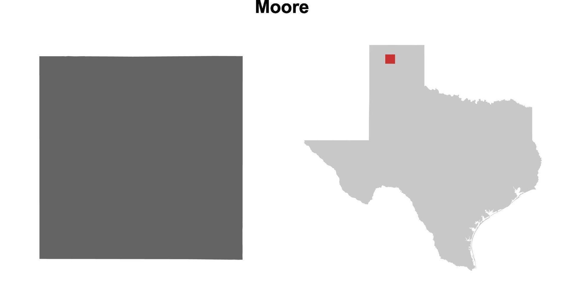 Moore County, Texas blank outline map set vector