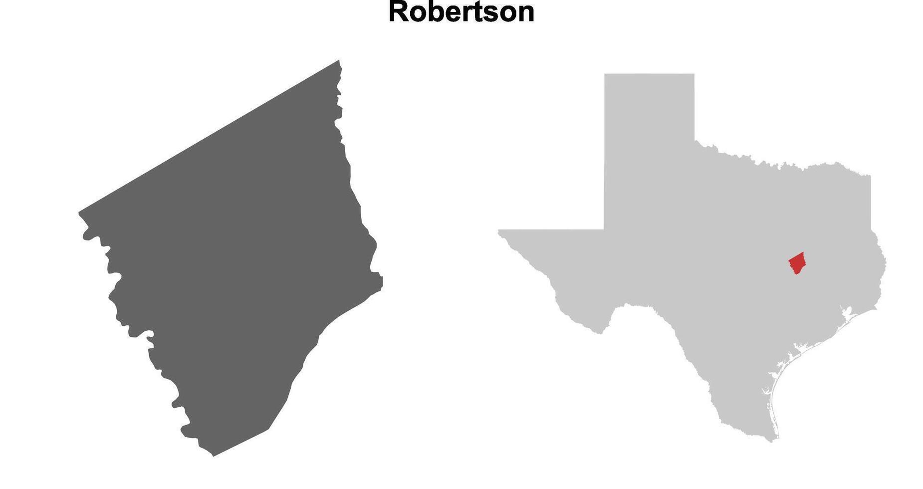 Robertson County, Texas blank outline map set vector