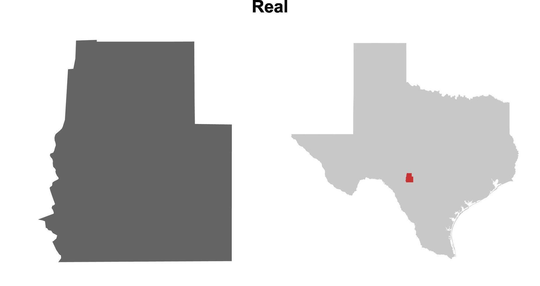 Real County, Texas blank outline map set vector