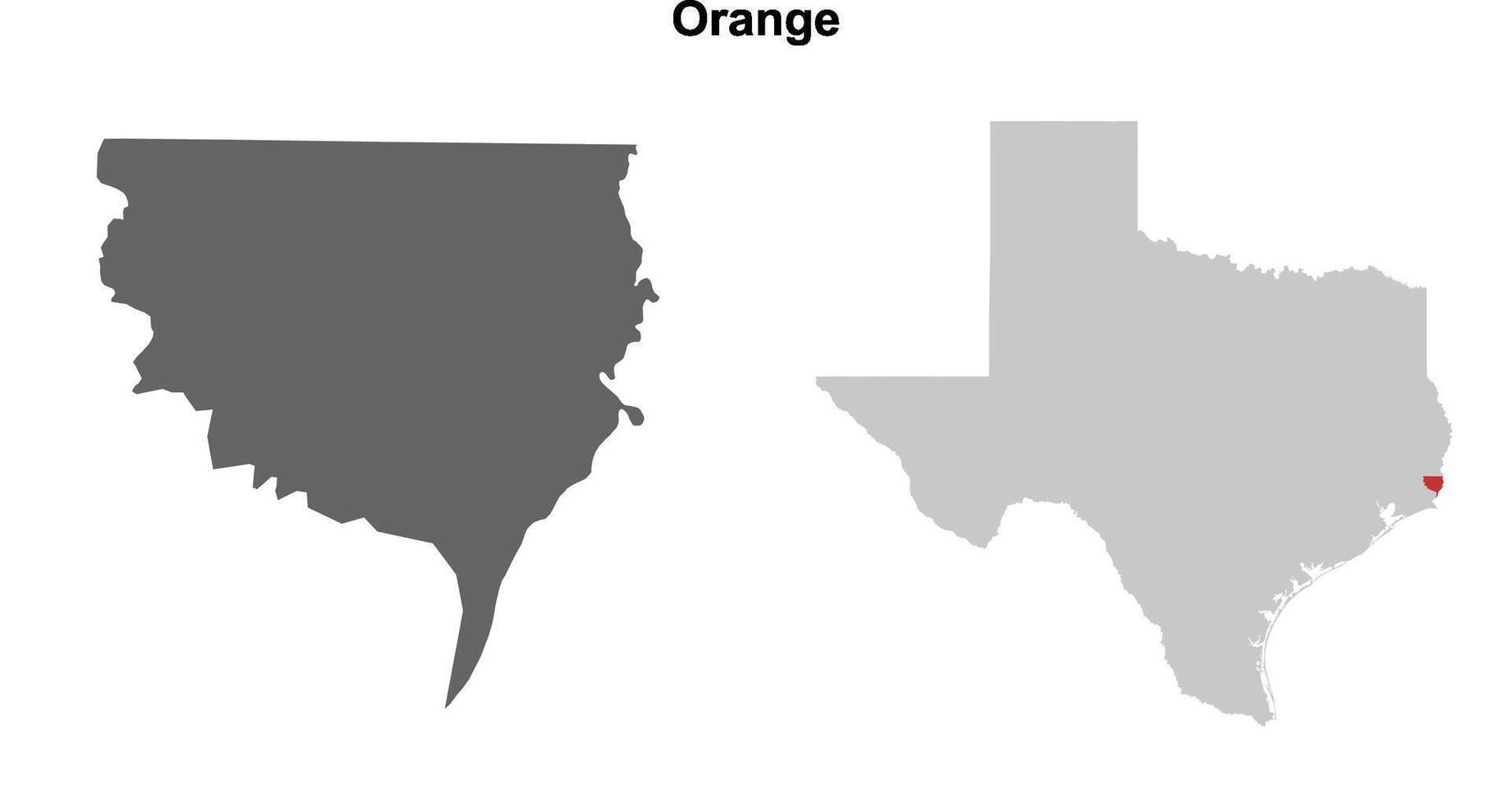 Orange County, Texas blank outline map set vector