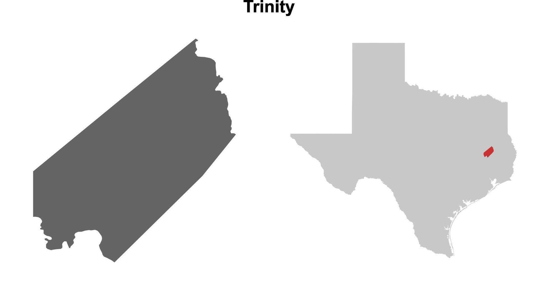 Trinity County, Texas blank outline map set vector