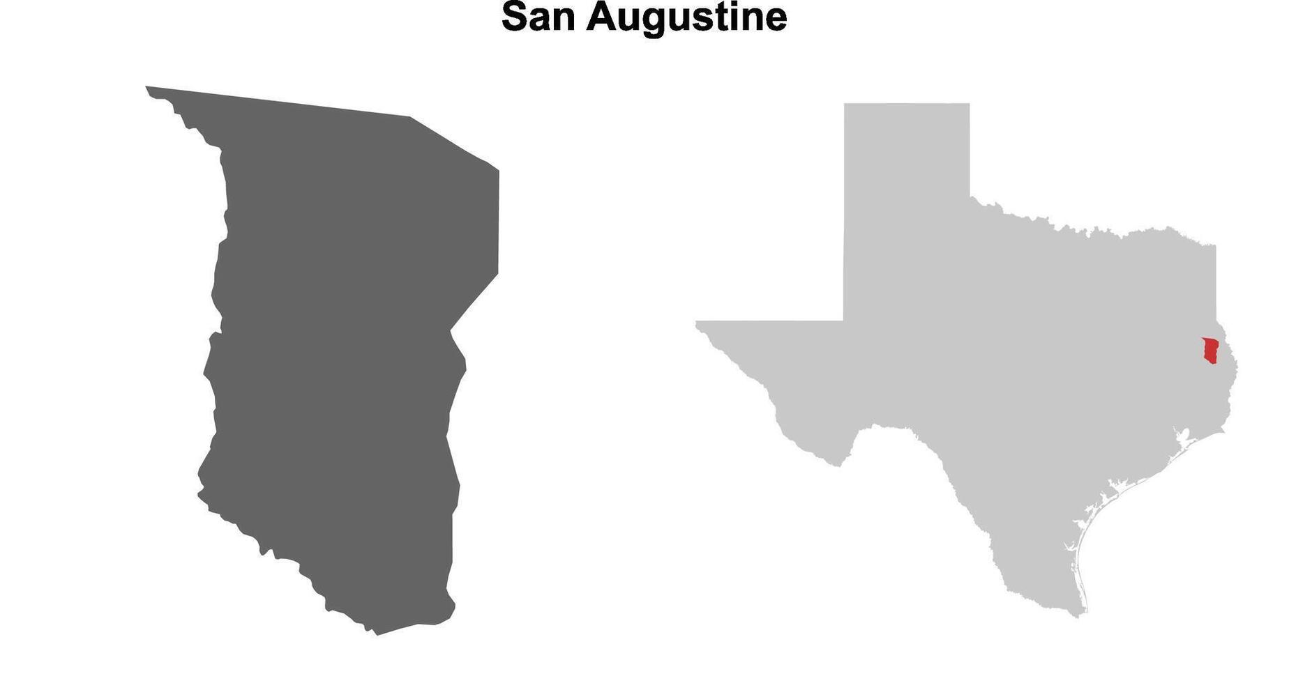 San Augustine County, Texas blank outline map set vector