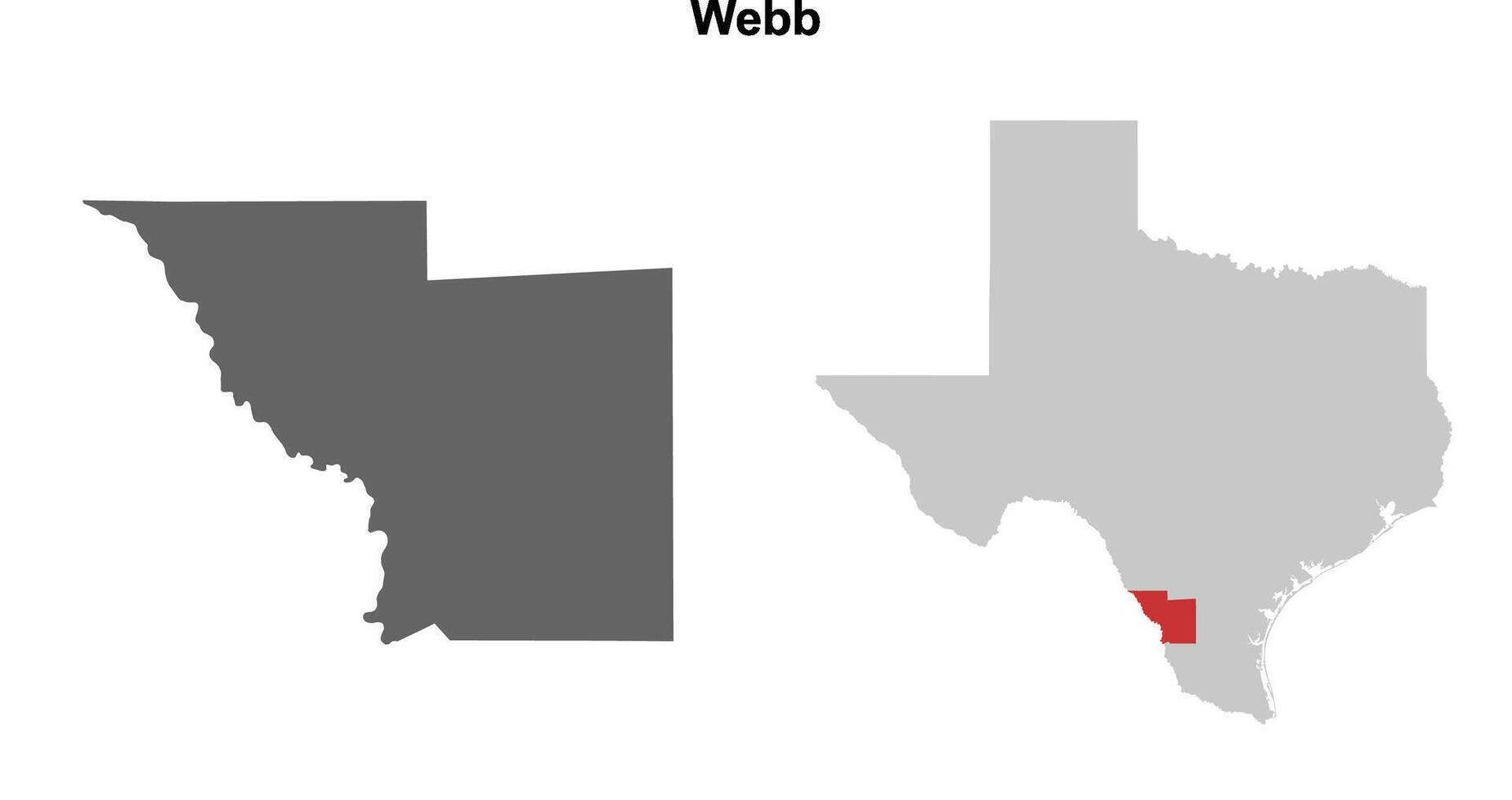 Webb County, Texas blank outline map set vector