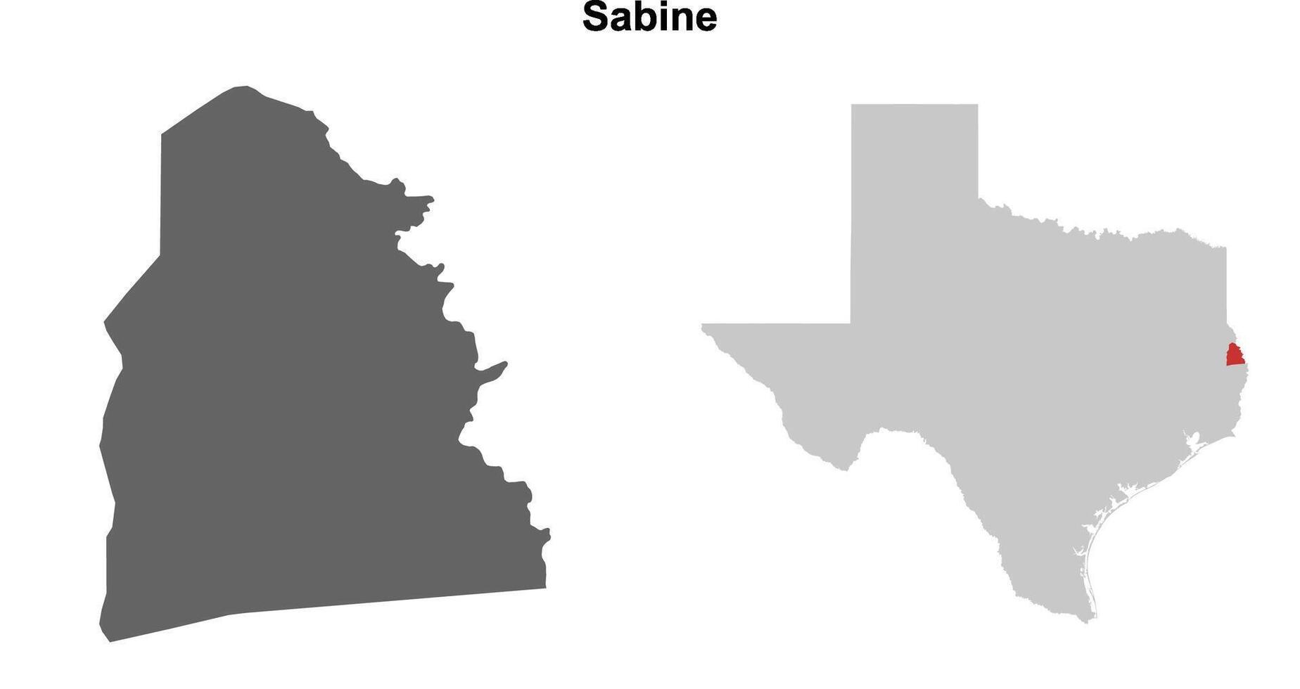 Sabine County, Texas blank outline map set vector