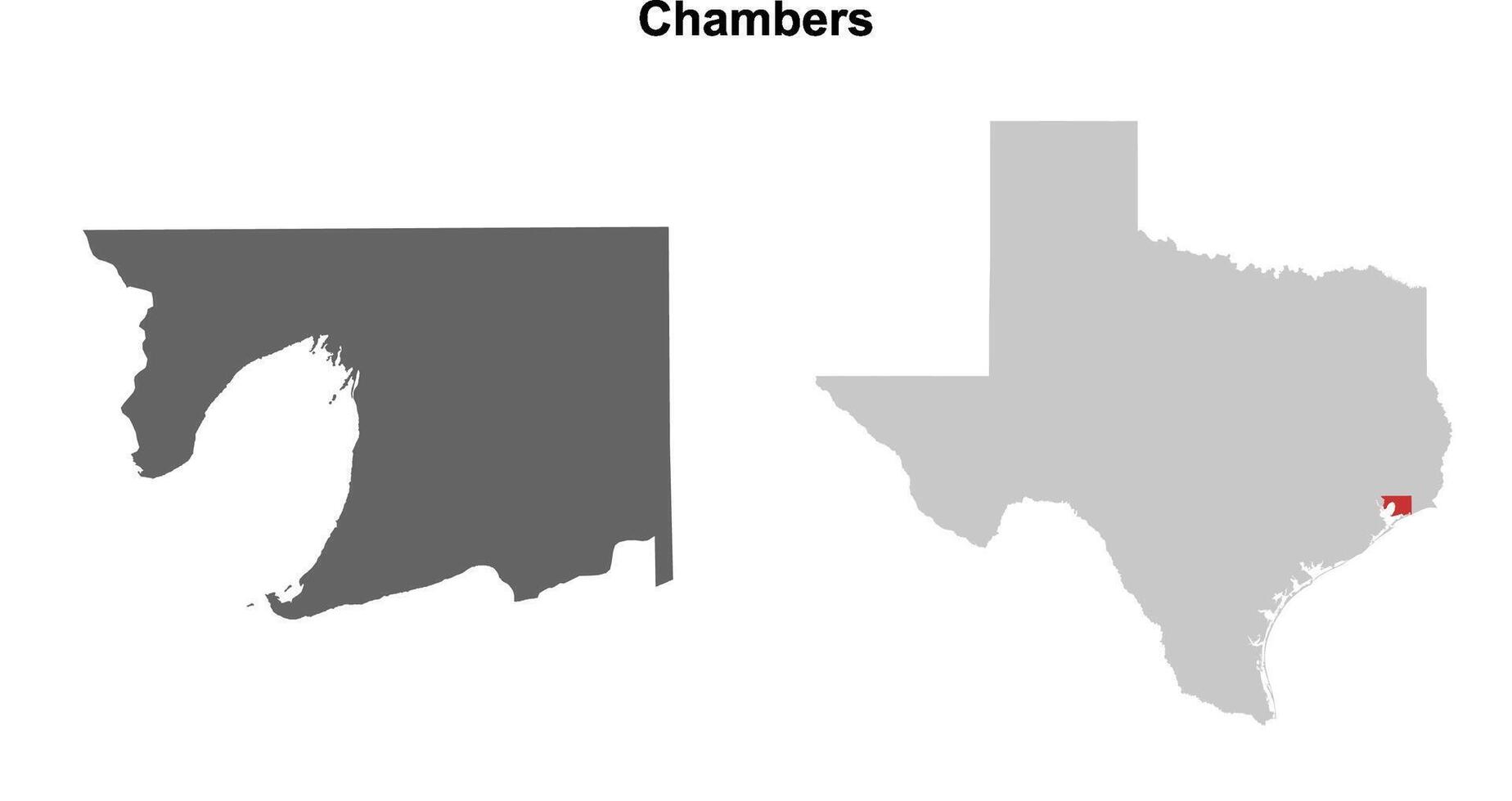 Chambers County, Texas blank outline map set vector