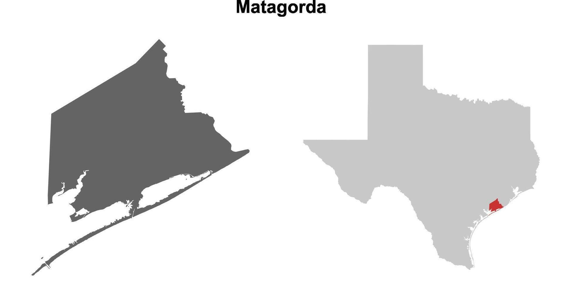 Matagorda County, Texas blank outline map set vector