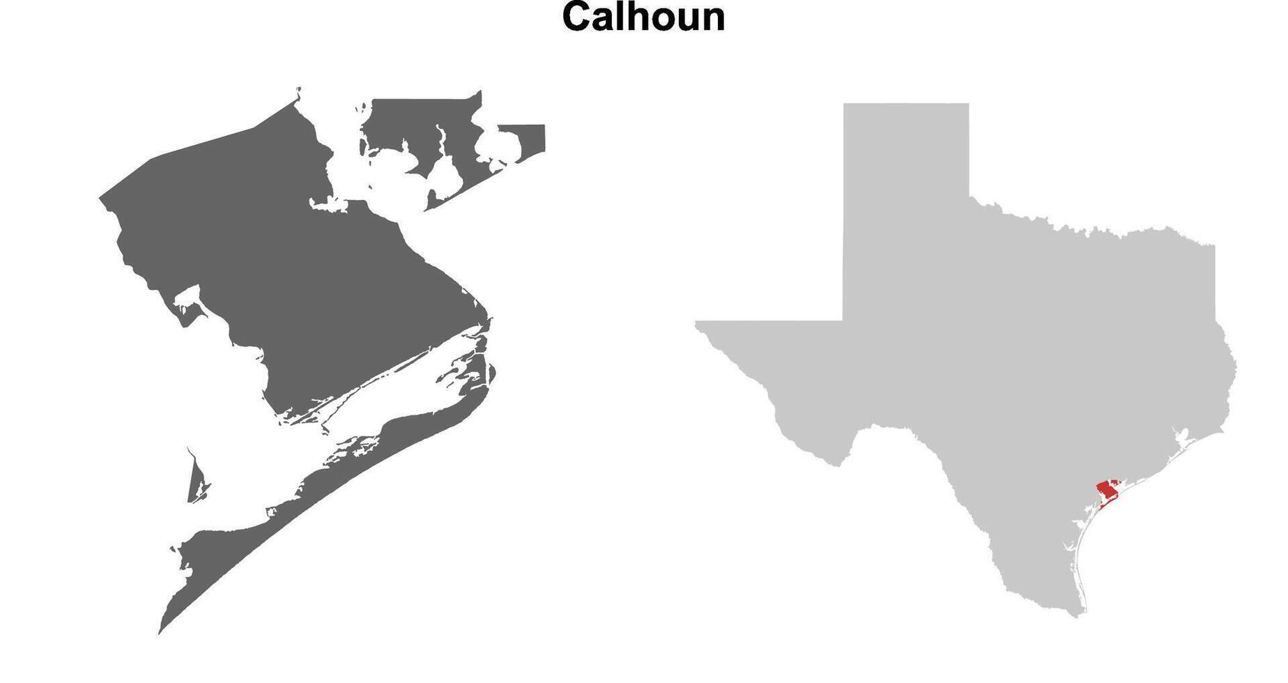 Calhoun County, Texas blank outline map set vector