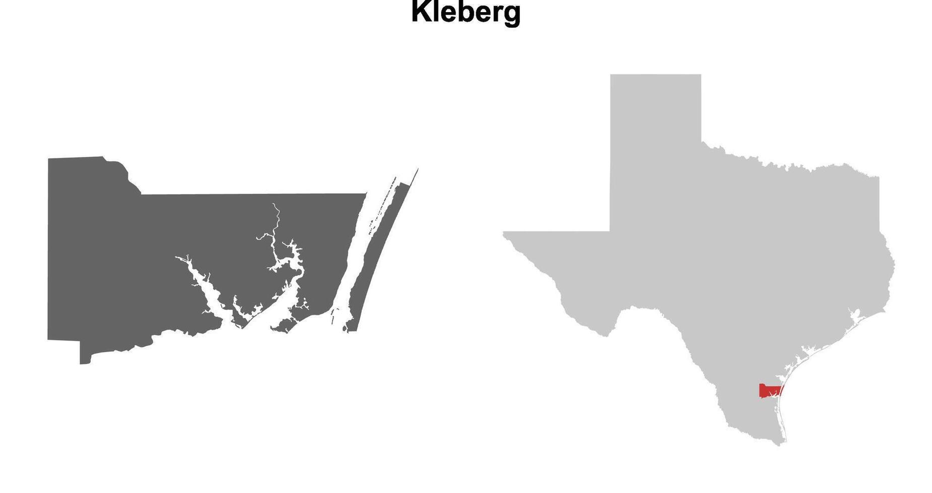 Kleberg County, Texas blank outline map set vector