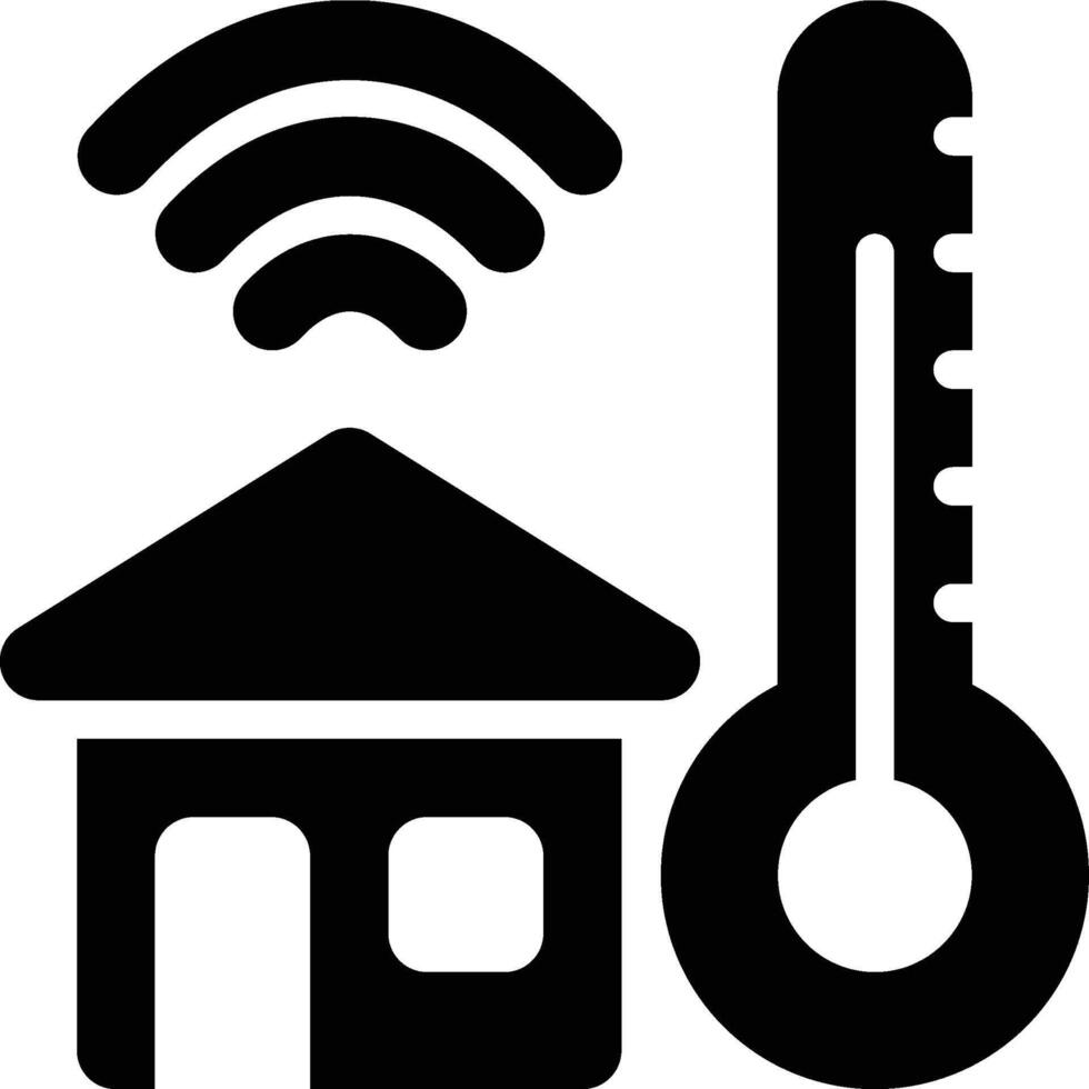 Smart Temperature, Control, Temperature Glyph Solid Icon vector