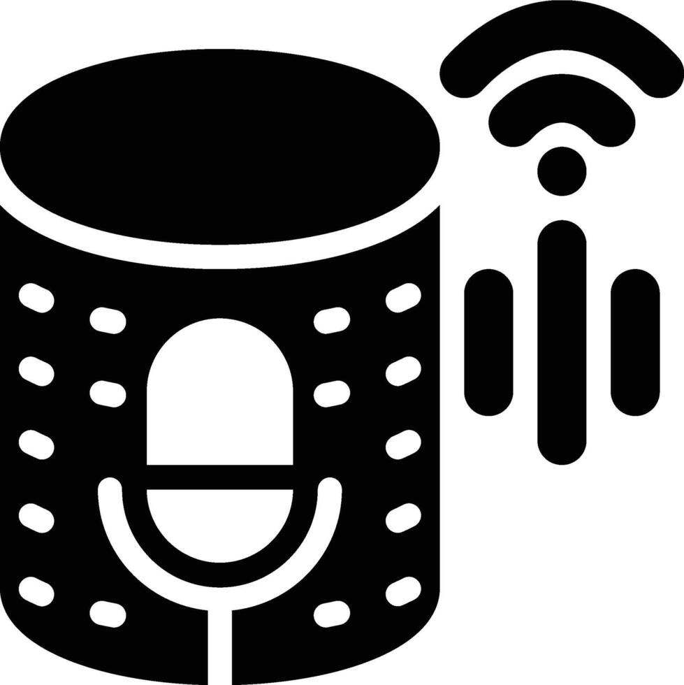 Voice Assistant, Voice Recognition, Smart Speaker Glyph Solid Icon vector