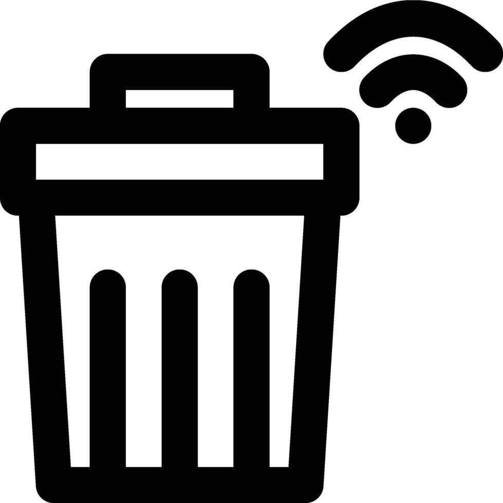 Smart Trash, Trash Can, Smart Outline Icon vector