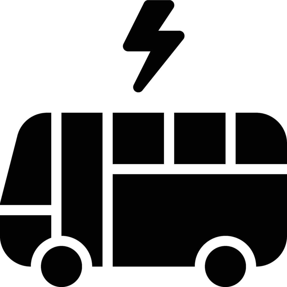 Electric Bus, Electric Vehicle, Transportation Glyph Solid Icon vector