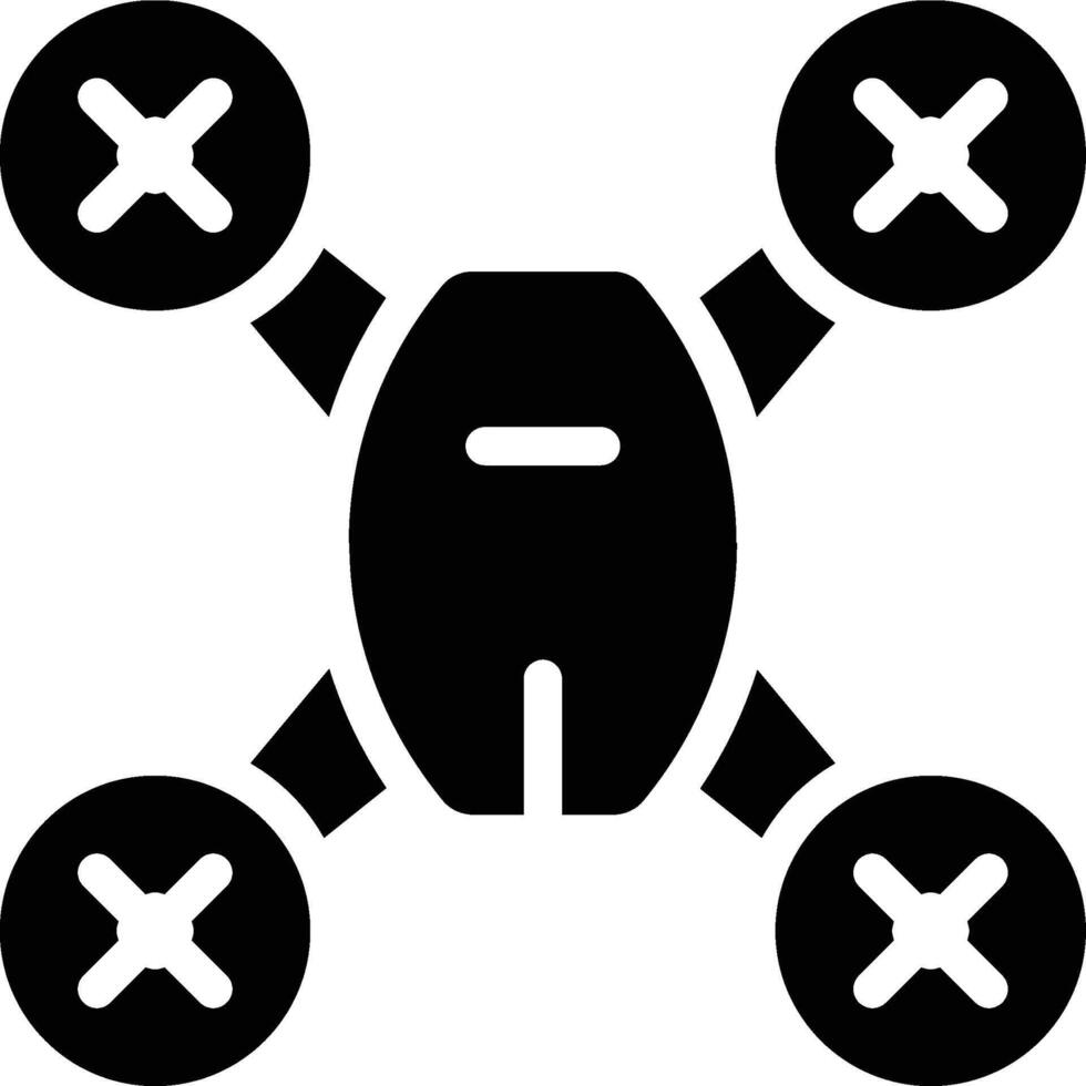 Drone, Quadcopter, Aerial Glyph Solid Icon vector