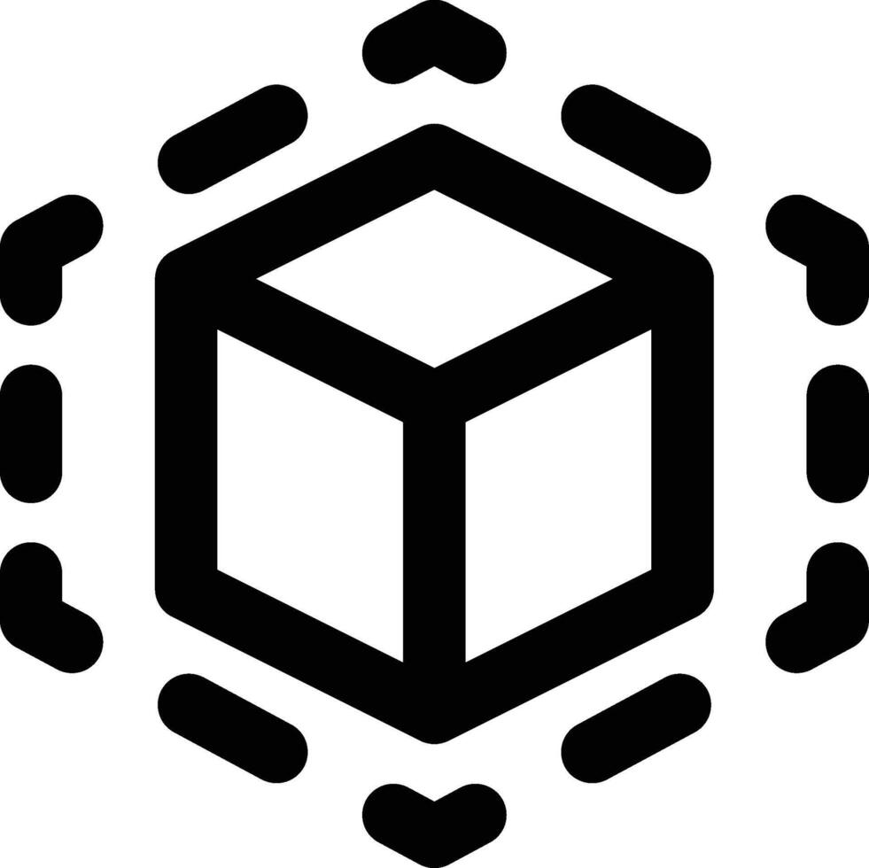 3D Modeling, 3D Object, Three Dimension Outline Icon vector
