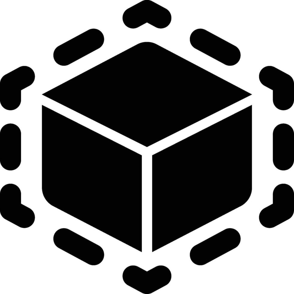 3D Modeling, 3D Object, Three Dimension Glyph Solid Icon vector