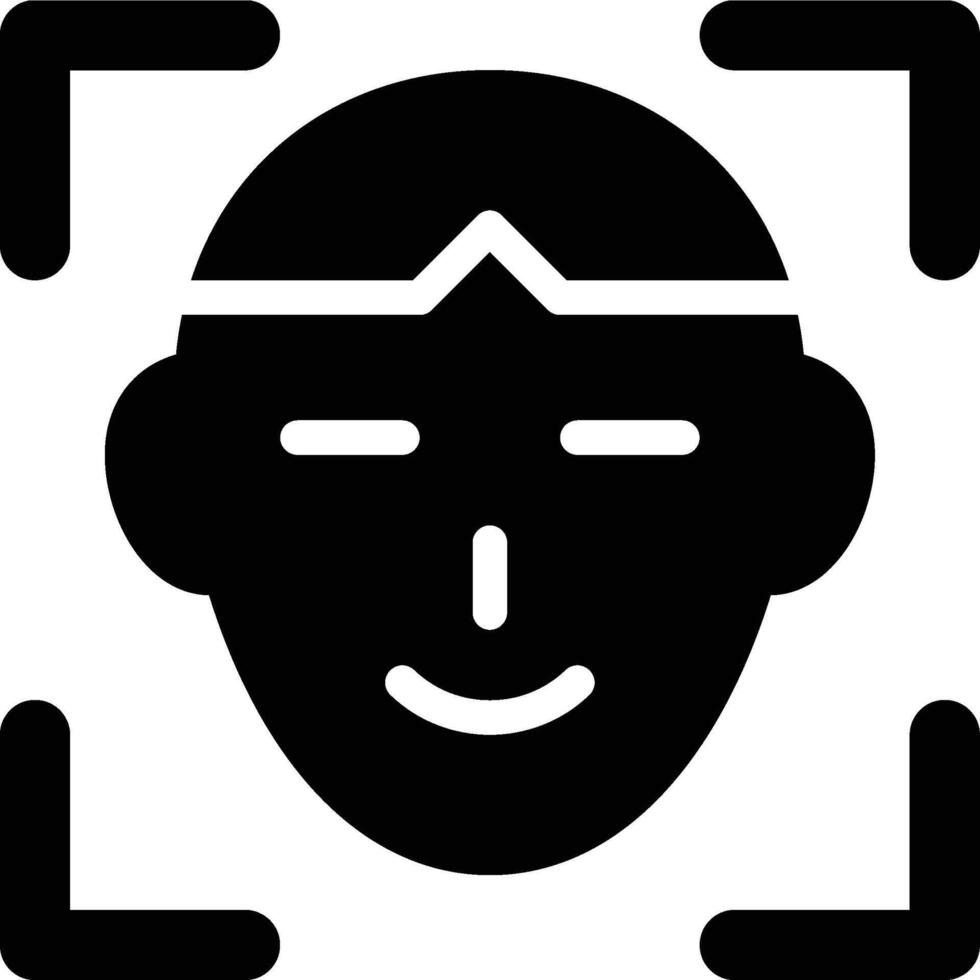 Facial Recognition, Face Recognition, Facial Detection Glyph Solid Icon vector