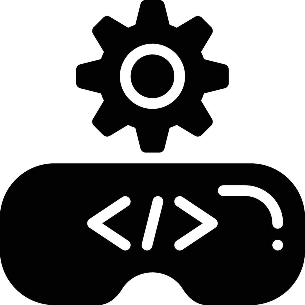 Virtual Reality, Development, Programming Glyph Solid Icon vector