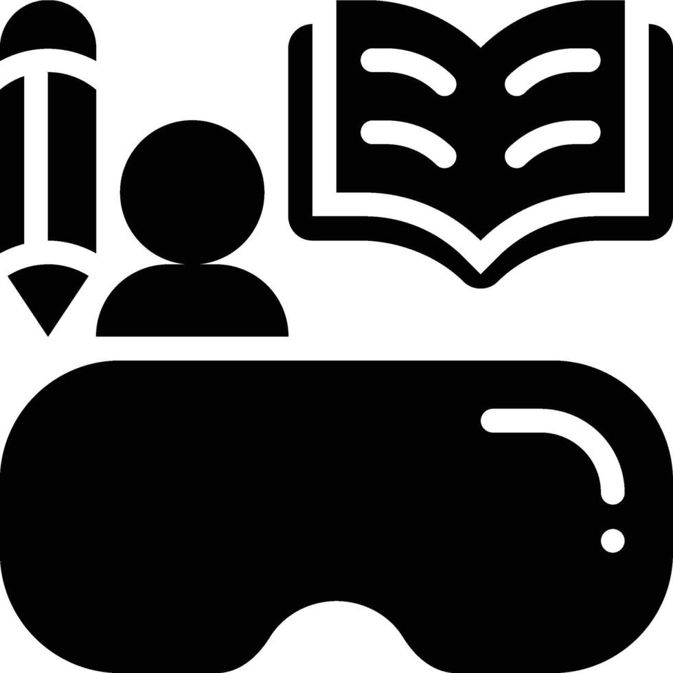 VR Learning, Virtual Learning, VR Education Glyph Solid Icon vector