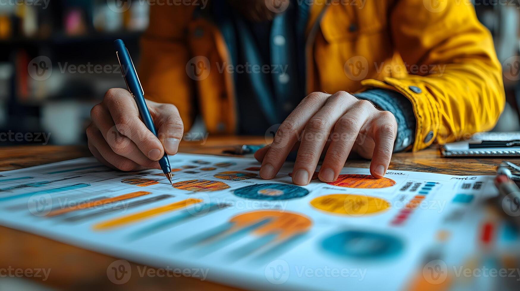 Branding specialists sketching logo concepts and refining visual identities for strong brand recognition with copy space photo