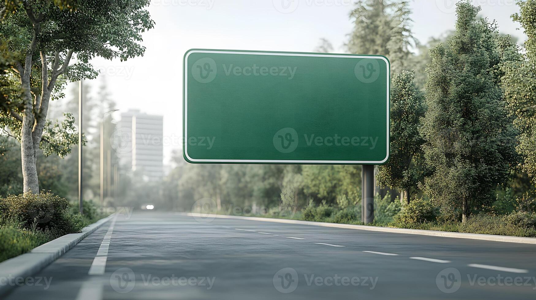 Interstate highway sign mockup isolated, high-quality 3D rendering, empty text space, white background photo