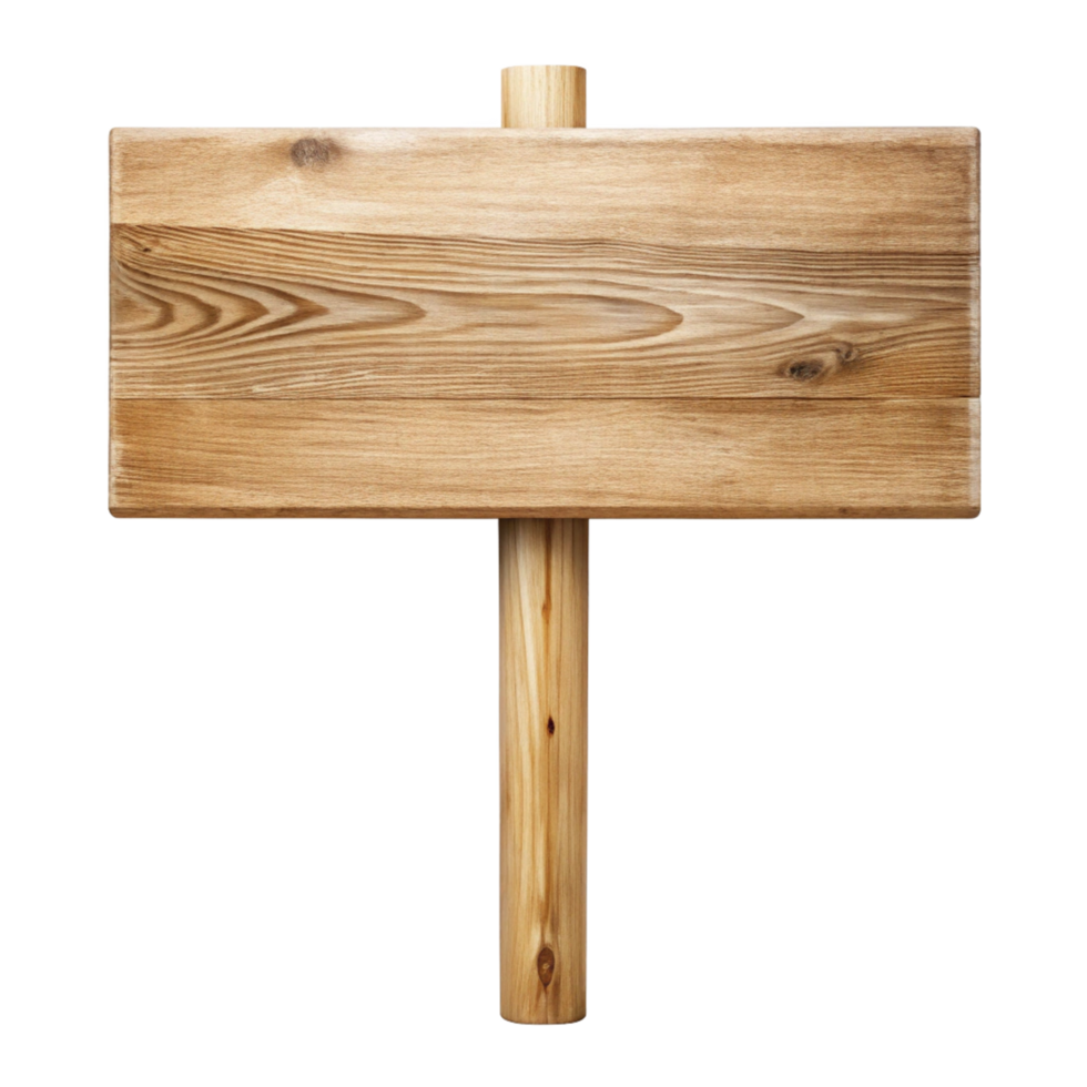 Blank Wooden Signboard with a Wooden Post for Message or Direction png