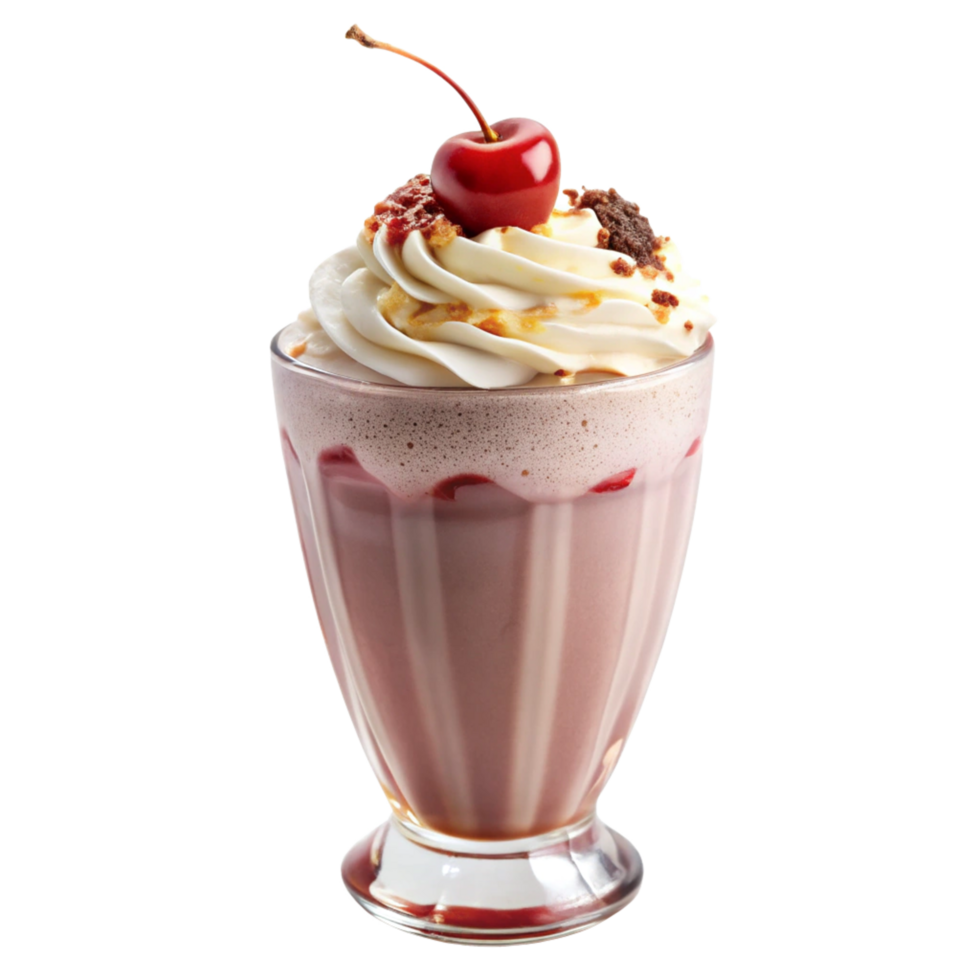 Delicious Cherry Chocolate Brownie Ice Cream Sundae in a Glass png