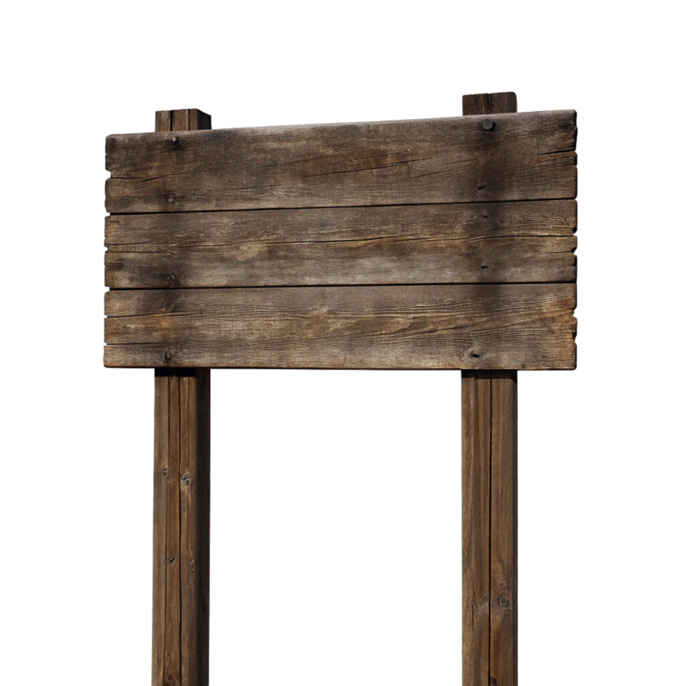 Rustic Wooden Signboard Blank Template for Message or Advertisement png