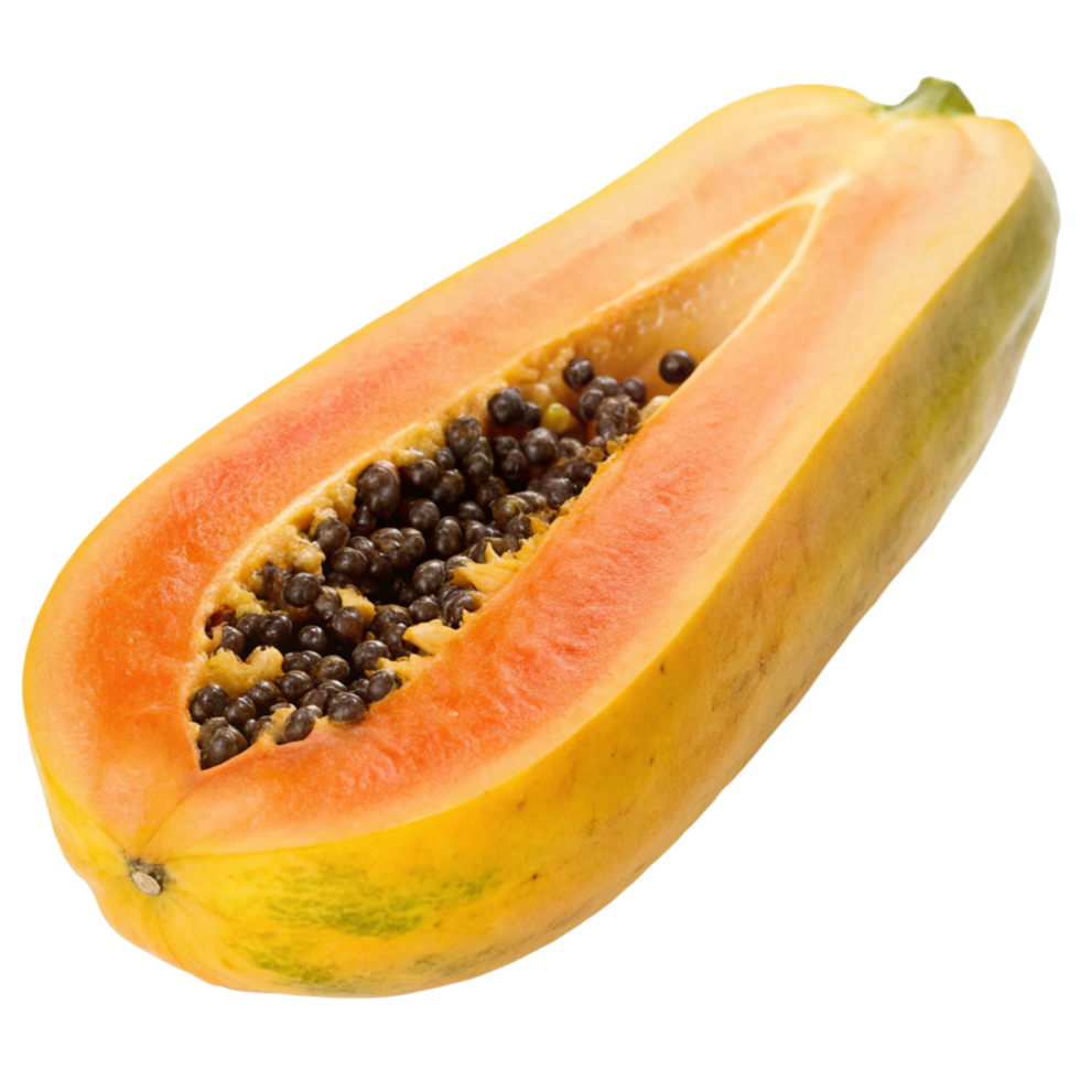 A CloseUp View of a Ripe and Juicy Papaya Halved Revealing its Seeds png