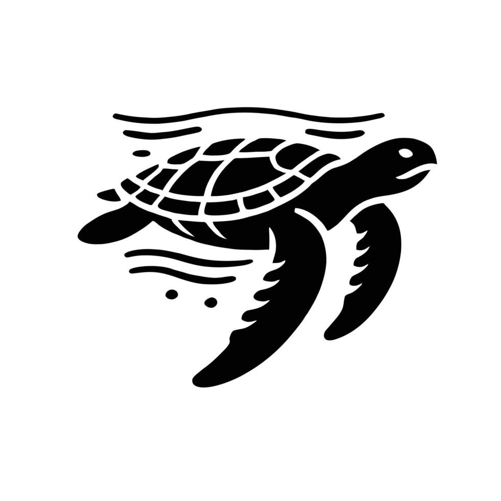 A black and white turtle logo on a white background vector