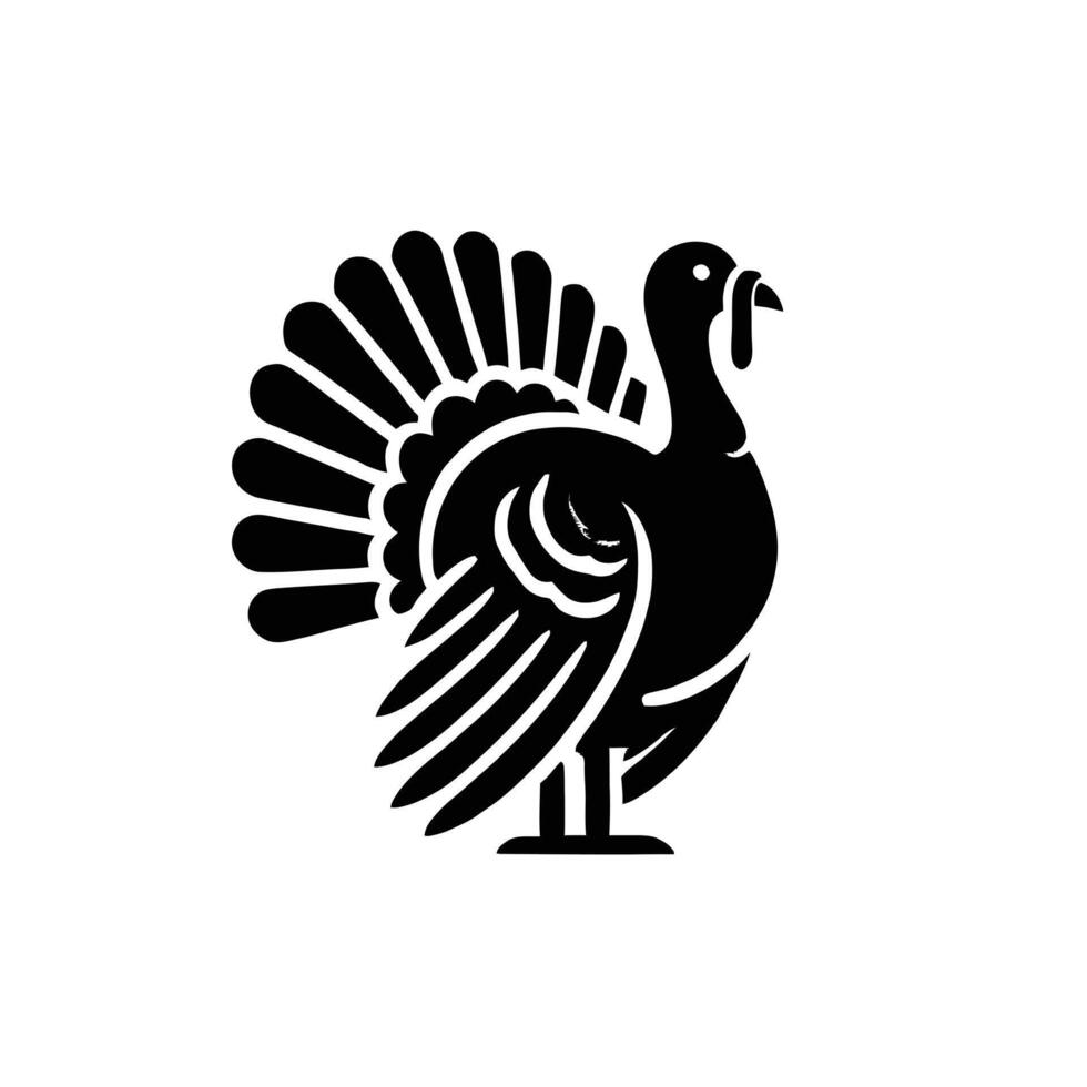A black and white turkey logo on a white background vector