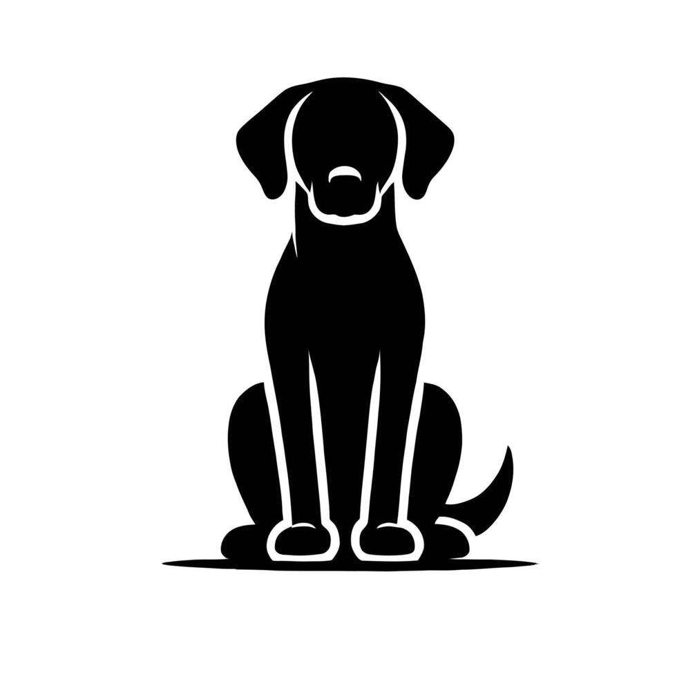 Black dog sitting on white background vector