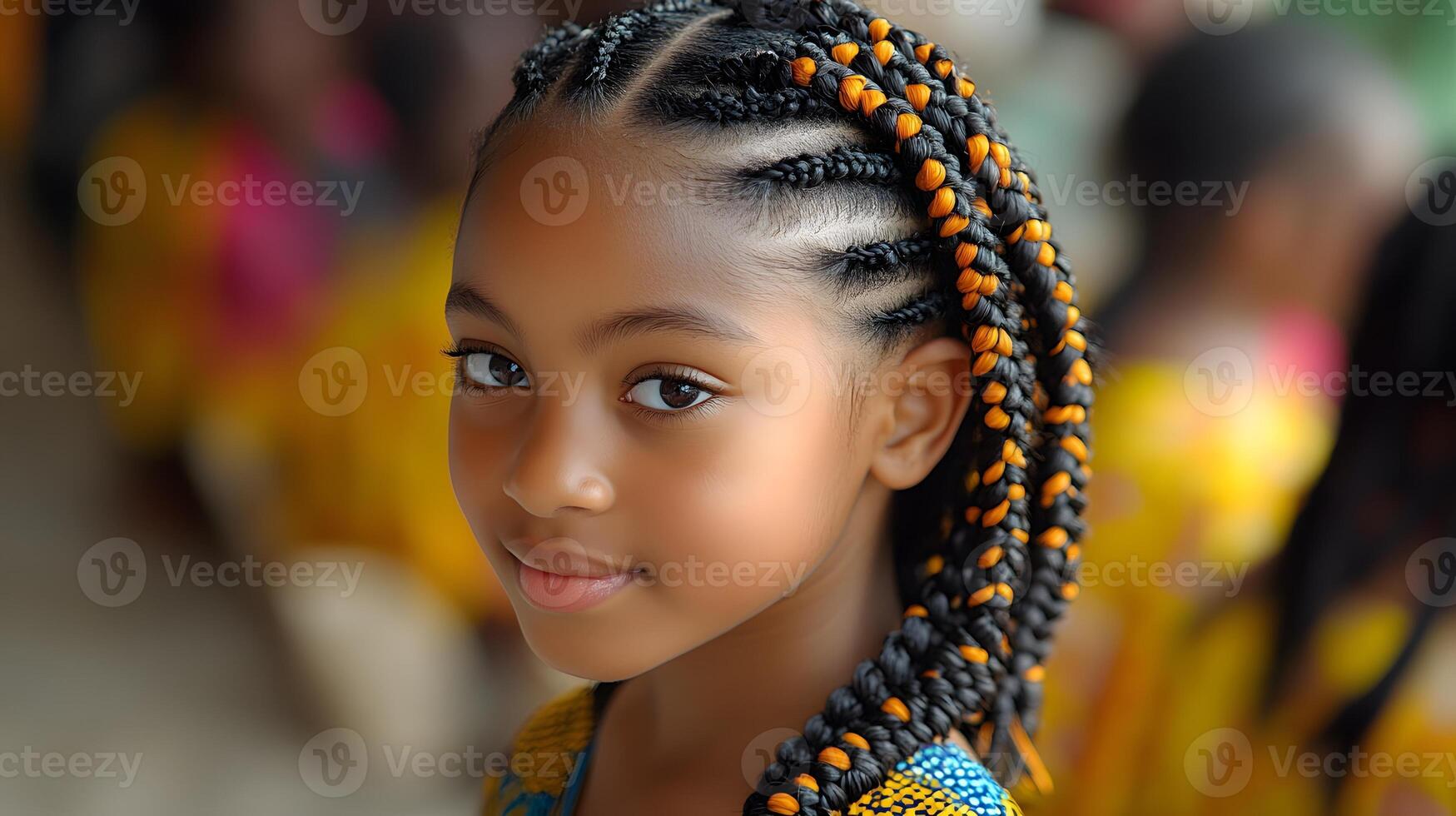 Traditional braiding session with intricate cornrows, artistic patterns, cultural significance photo
