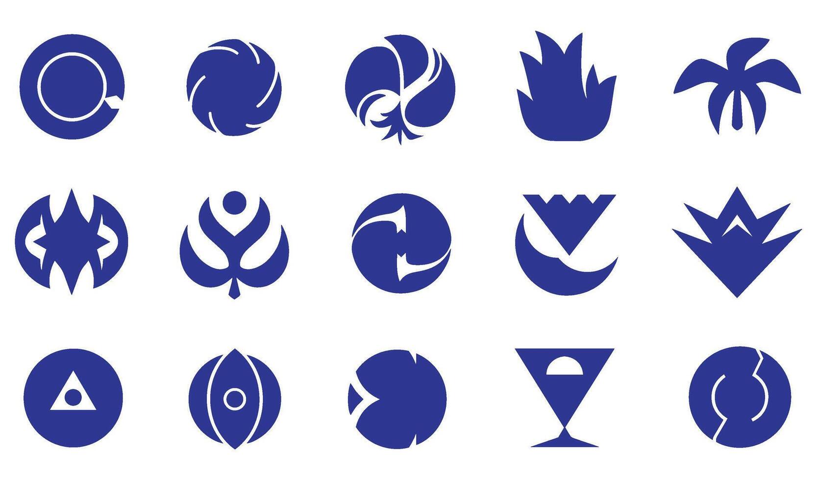 Abstract Geomatic Shape flower botanical outline decorative swirl spiral texture motion energy business symbol icon company logo vintage circle leaf fire water bird wing set bundle vector
