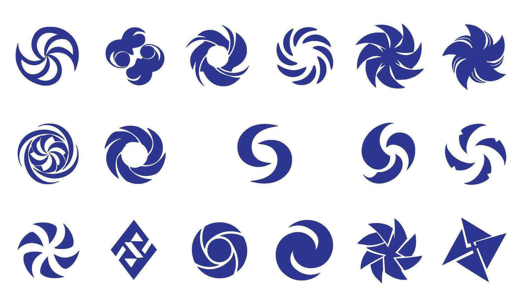 Abstract Geomatic Shape vintage swirl spiral decorative flower botanical outline logo icon company business symbol motion energy set texture circle leaf fire water bird wing pattern vector