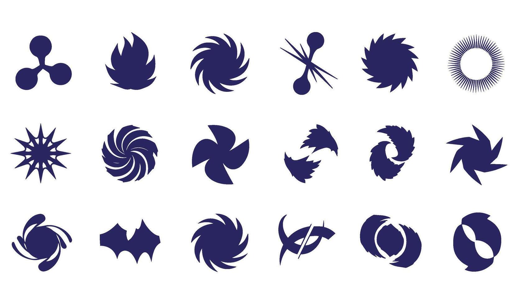 Business logo symbol icon abstract geomatic shape botanical flower outline swirl spiral motion energy whirl company vintage decorative bundle circle leaf fire water bird wing set style vector