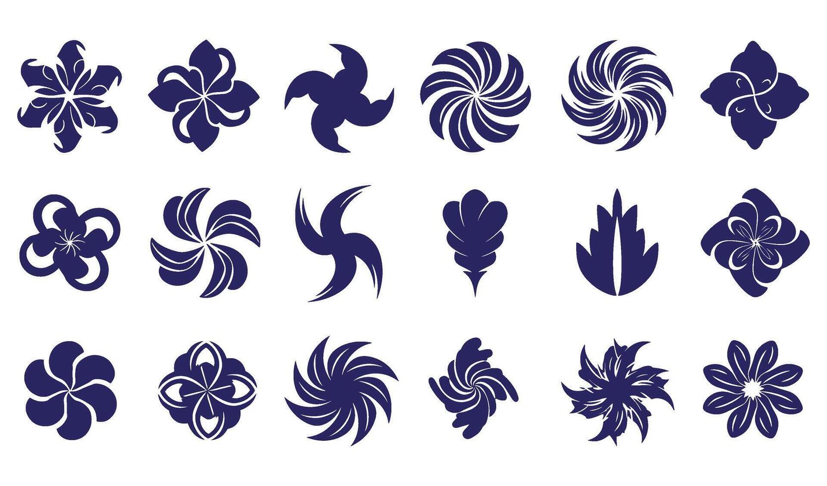 Modern swirl abstract geomatic shape spiral motion logo icon energy whirl botanical decorative flower outline business company symbol circle leaf fire water bird wing vintage retro set vector